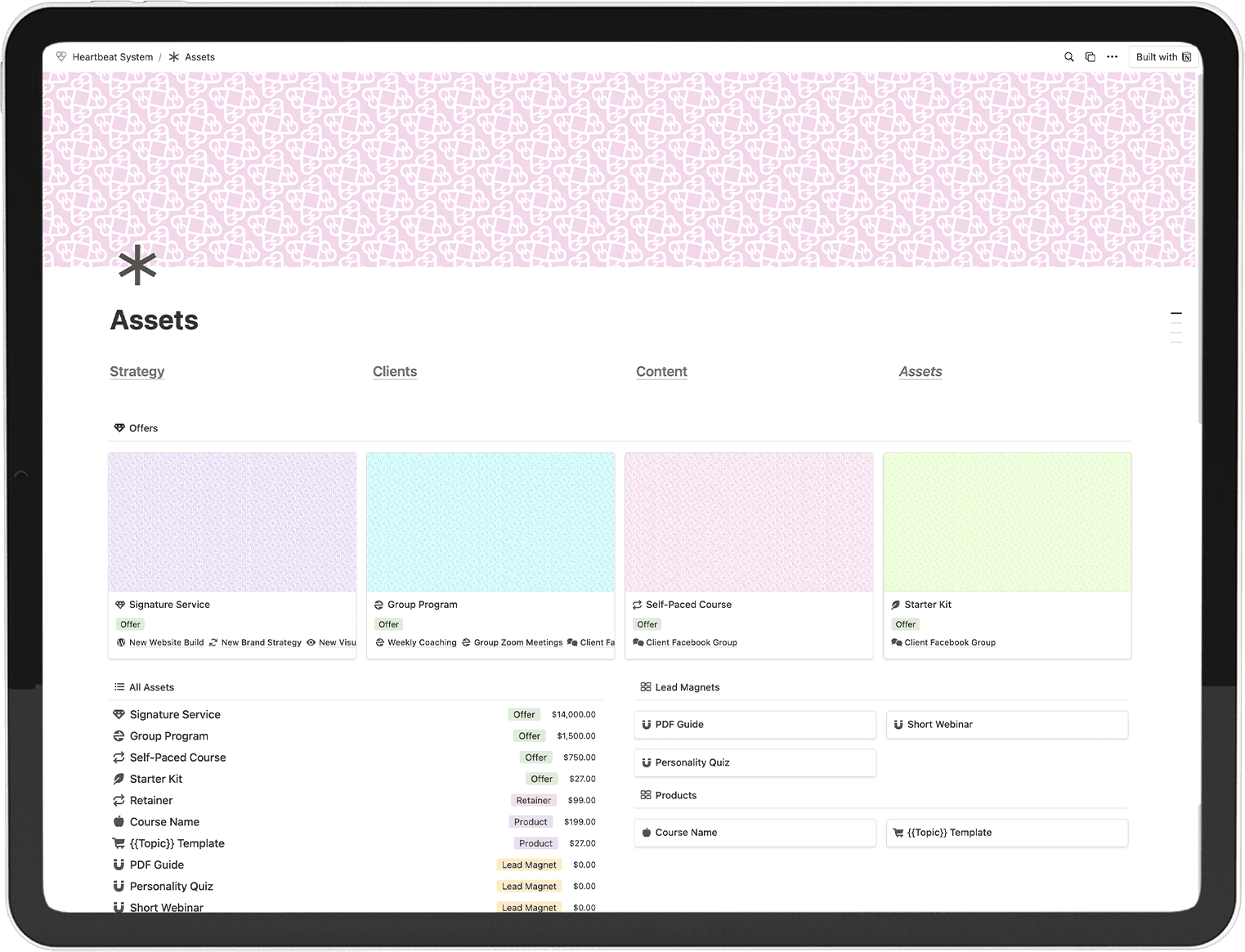 Notion template mockup